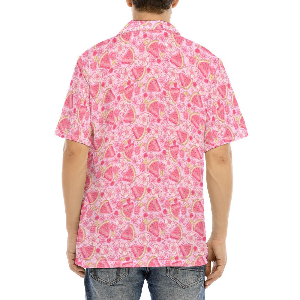 Summer Fruits - Watermelon - Men's Hawaiian Button Up Shirt