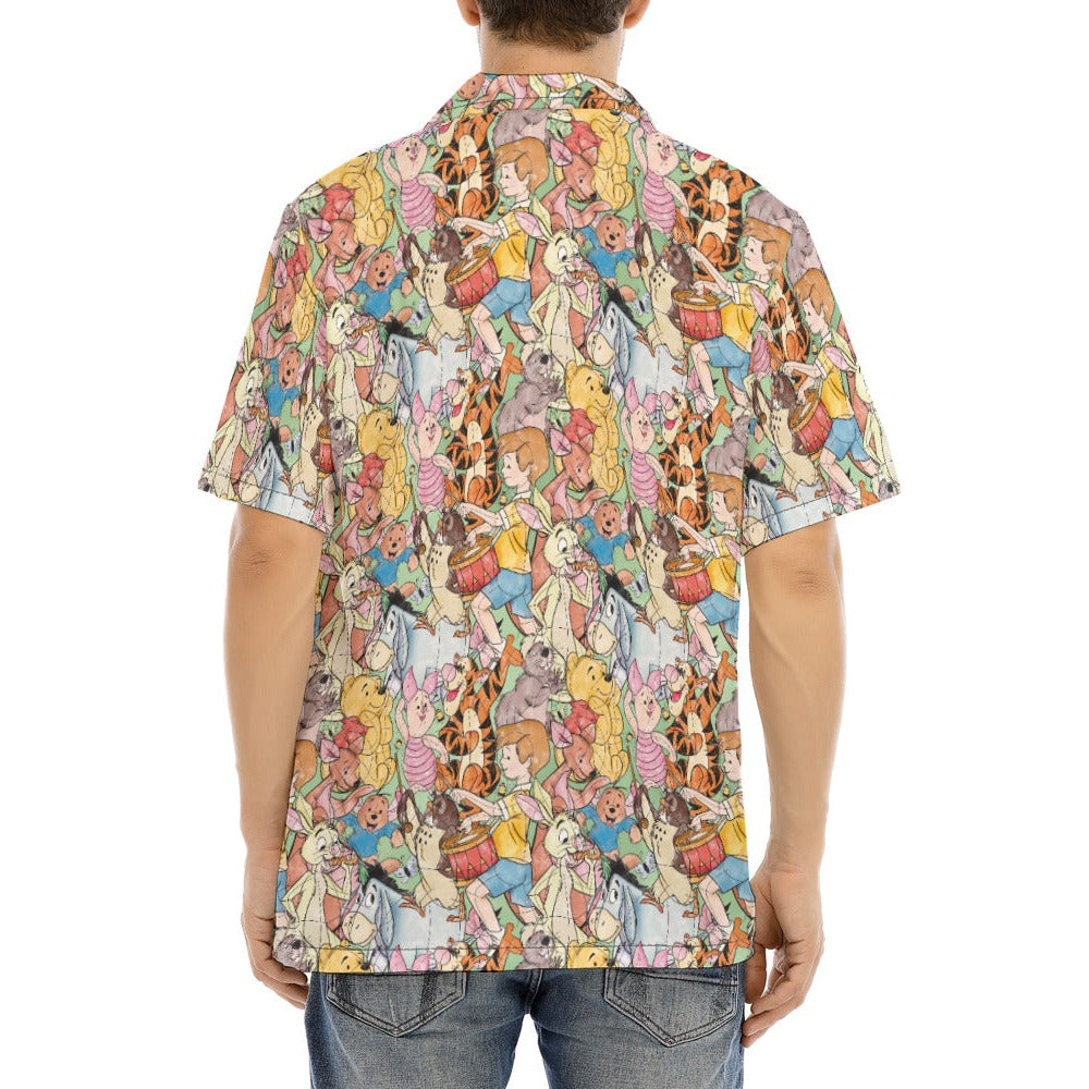 Sketched Hundred Acre Crew - Men's Hawaiian Button Up Shirt