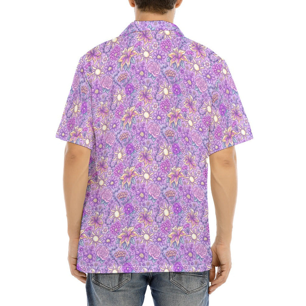 Fairytale Florals – Radiant Sunlight - Men's Hawaiian Button Up Shirt