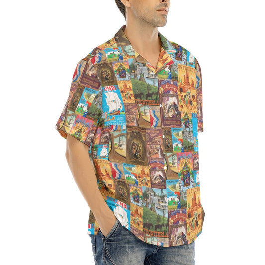 Vintage Frontier Ride Posters - Men's Hawaiian Button Up Shirt