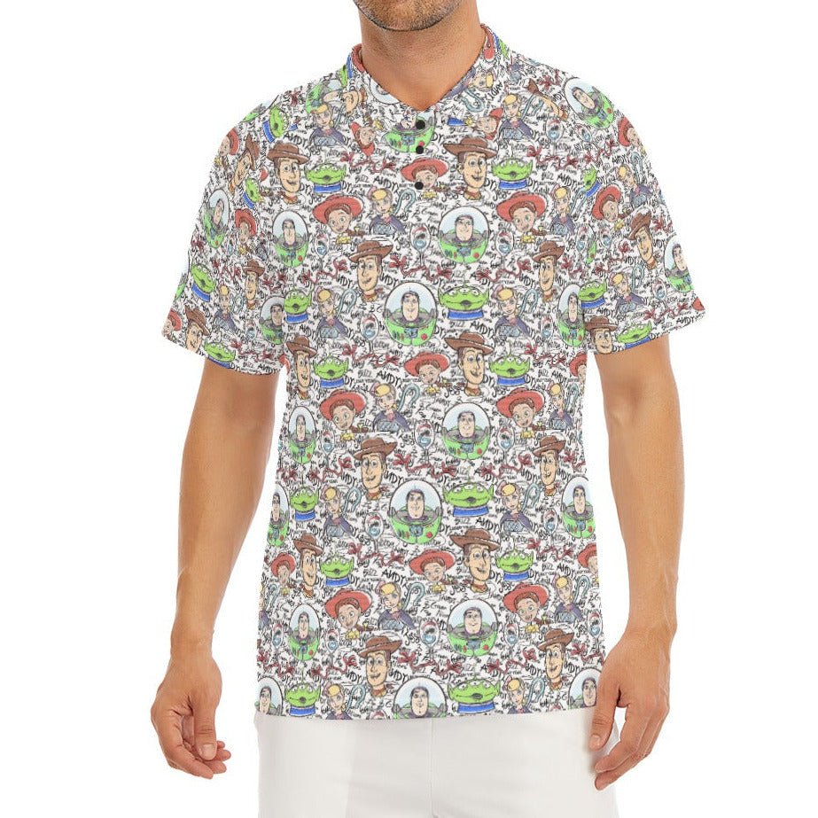 Sketch Autographs of Animated Toy Friends - Men's Polo Shirt