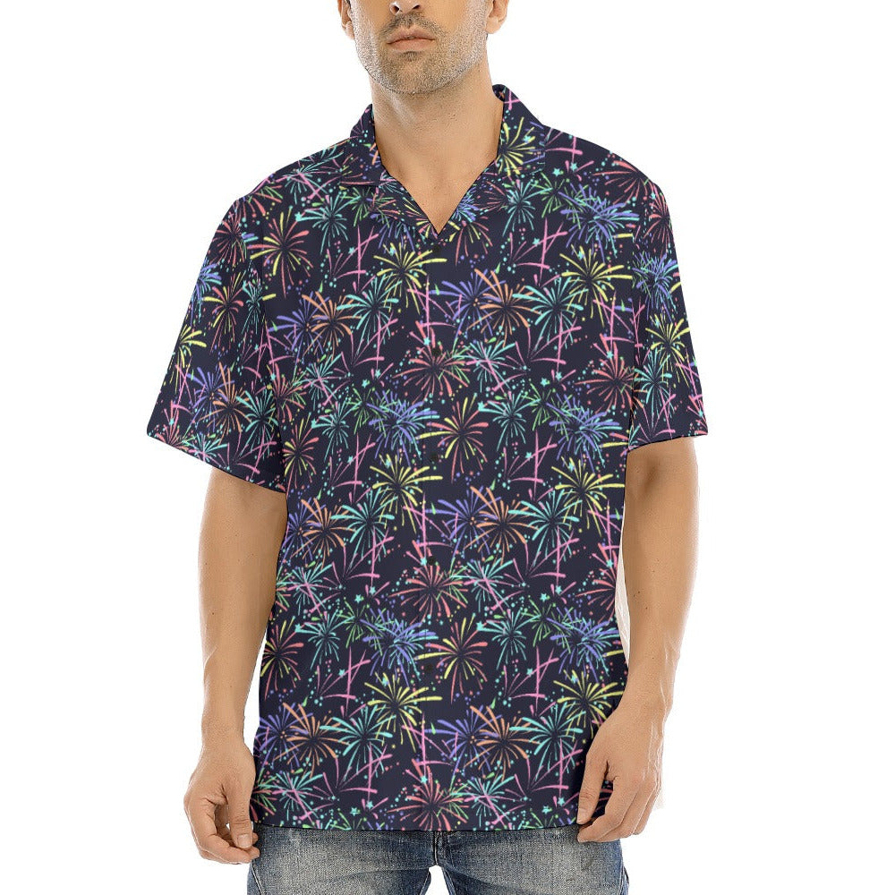 Fireworks - Men's Hawaiian Button Up Shirt