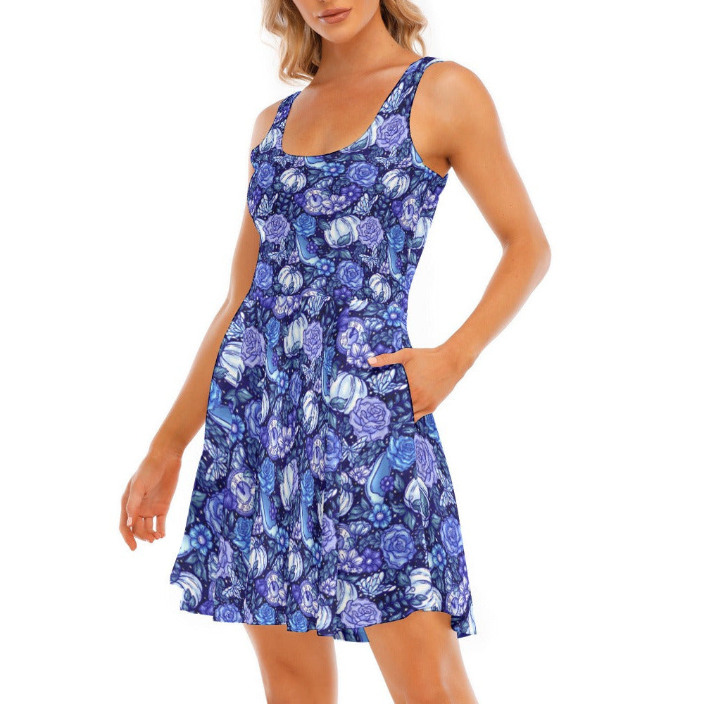 Fairytale Florals – Royal Ball - Women's Sleeveless Pocket Skater Dress