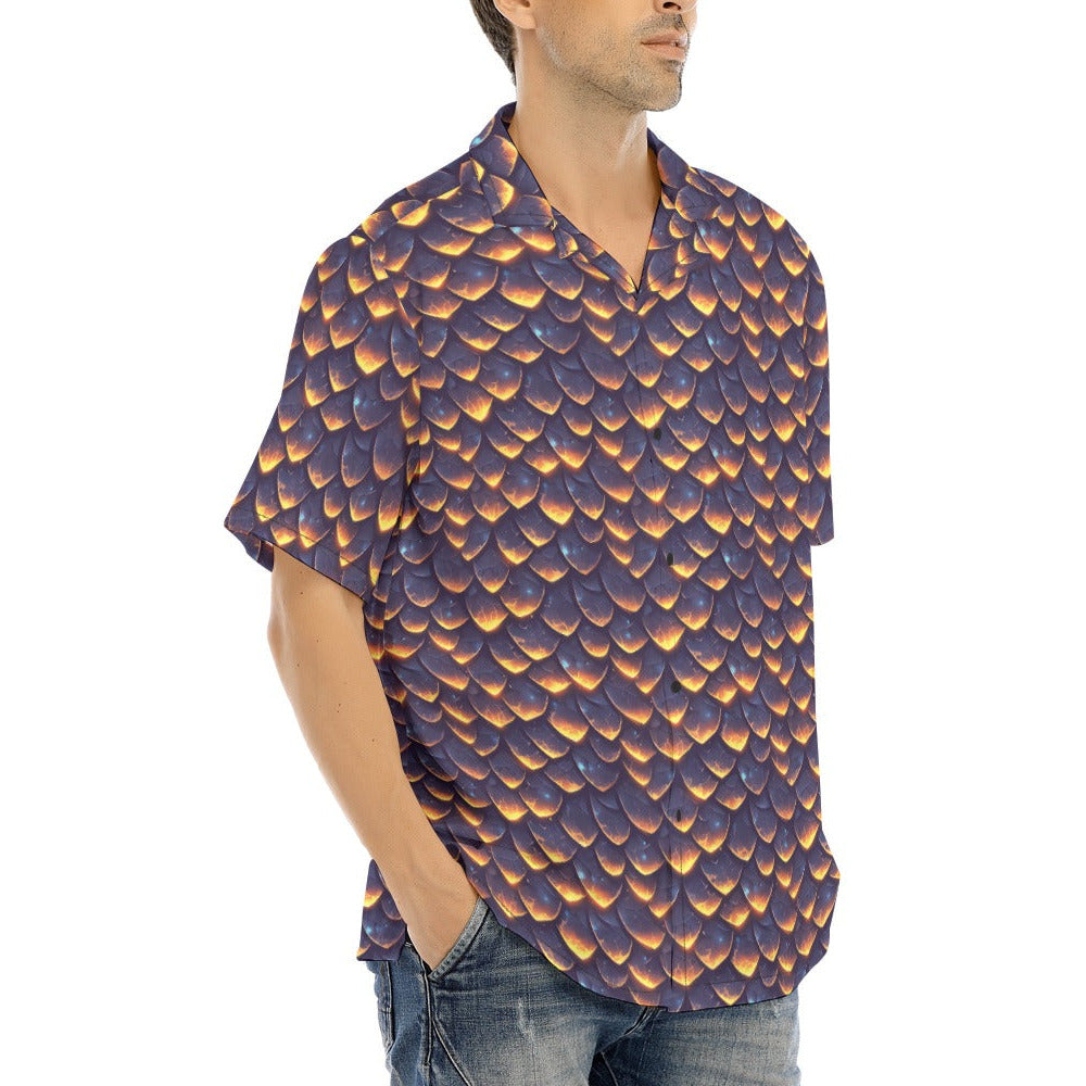 Animal Print - Dragon - Men's Hawaiian Button Up Shirt