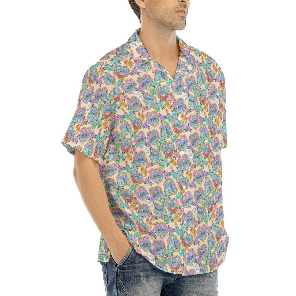 Tattoo Hearts Island Mischief - Men's Hawaiian Button Up Shirt