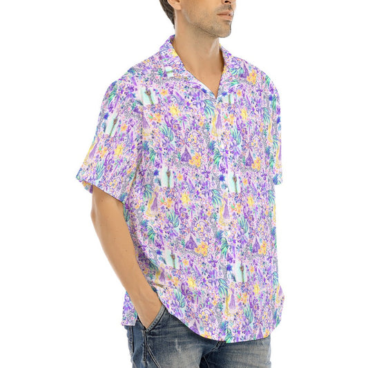 Bright Tropical Princess - Tower Light Festival - Men's Hawaiian Button Up Shirt