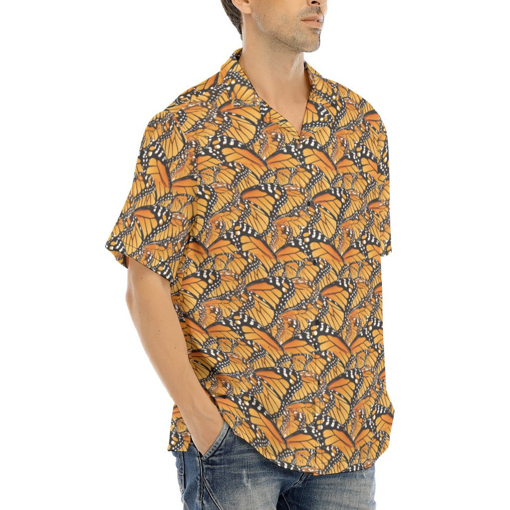 Animal Print - Monarch Butterfly - Men's Hawaiian Button Up Shirt