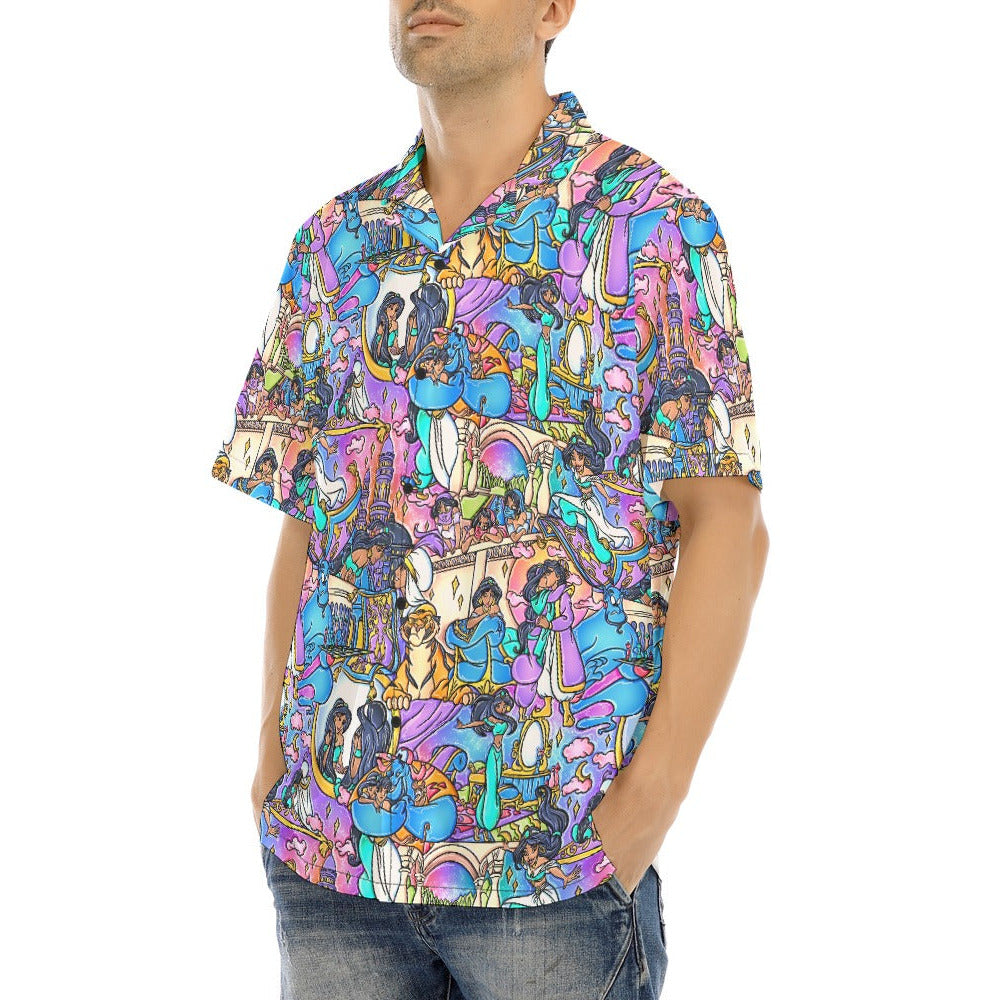 Magic Carpet Storybook Scenes - Men's Hawaiian Button Up Shirt