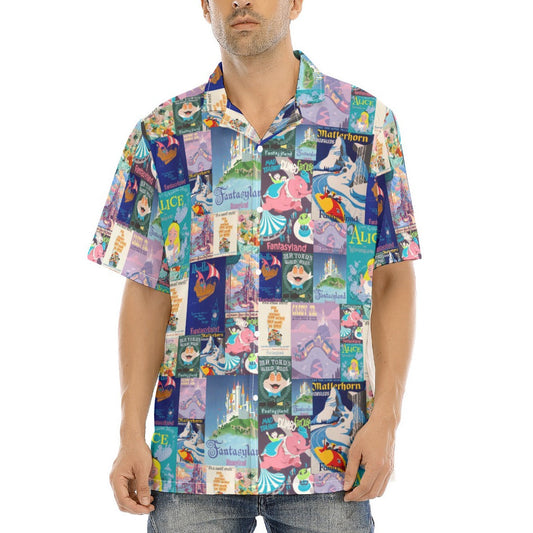 Vintage Fantasy Ride Posters - Men's Hawaiian Button Up Shirt