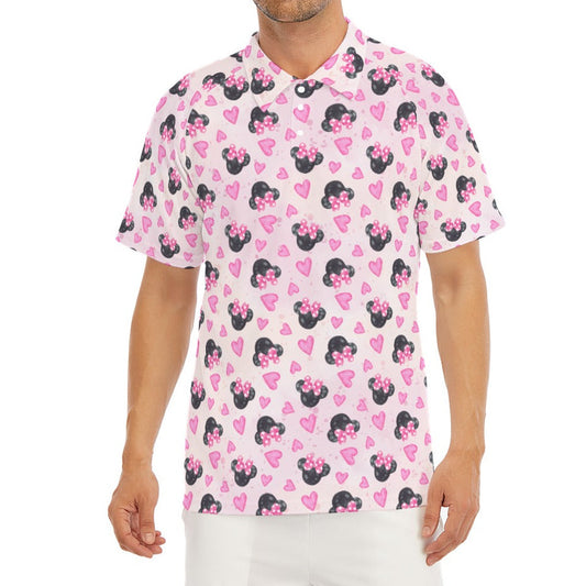 Watercolor Pink Bow Mouse Ears - Men's Polo Shirt