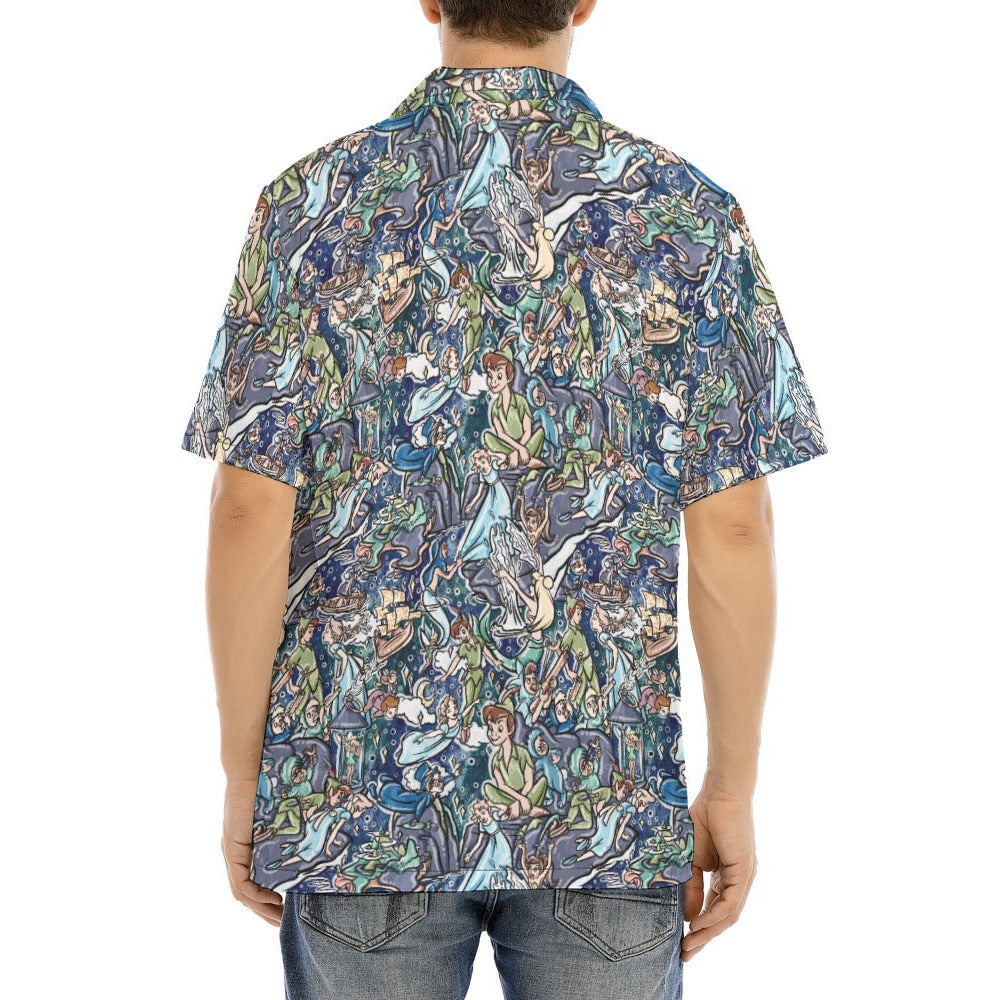 Magical Skybound Adventure - Men's Hawaiian Button Up Shirt