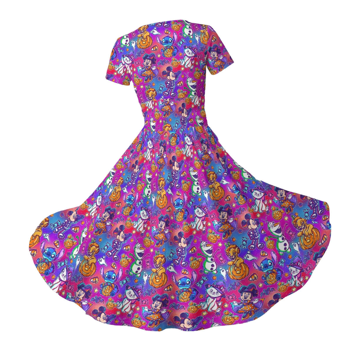 Classic Character Halloween Mashup - Women's V-Neck Ruched Midi Dress