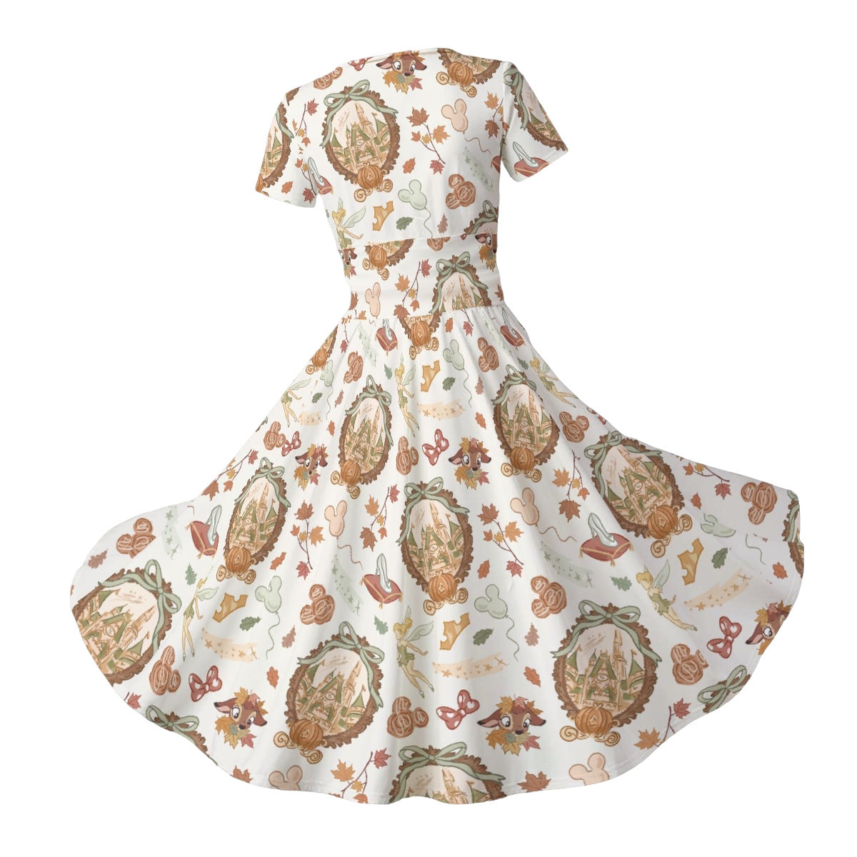 Fairy Fall Cameos - Women's V-Neck Ruched Midi Dress