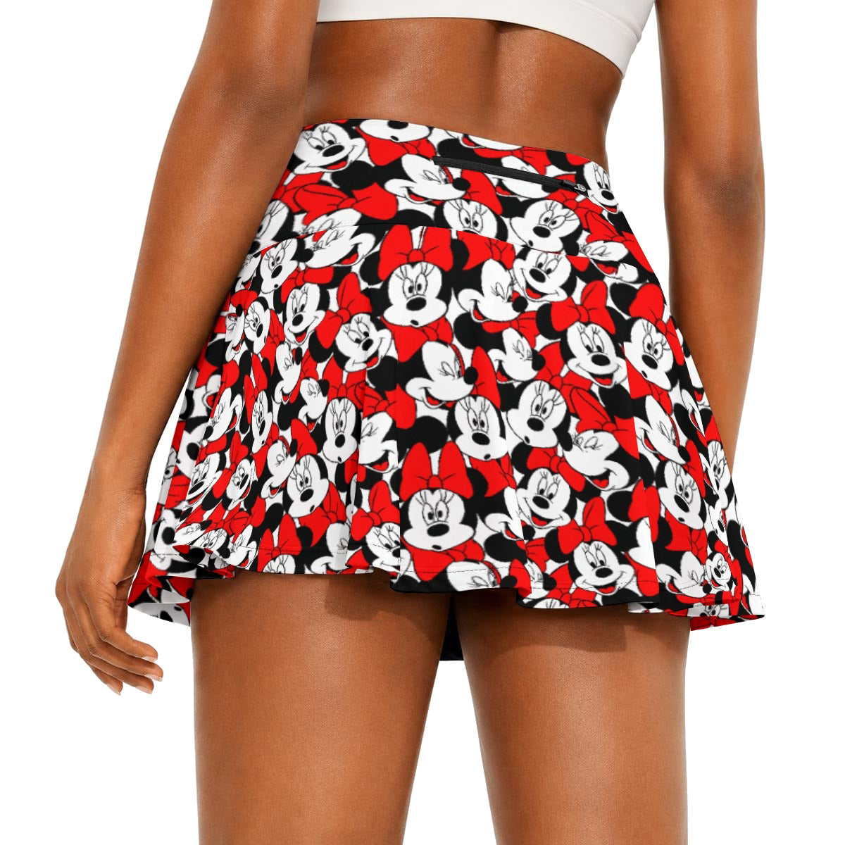 Many Faces of Polka Dot Mouse - Women’s Athletic Skater Skort with Pockets