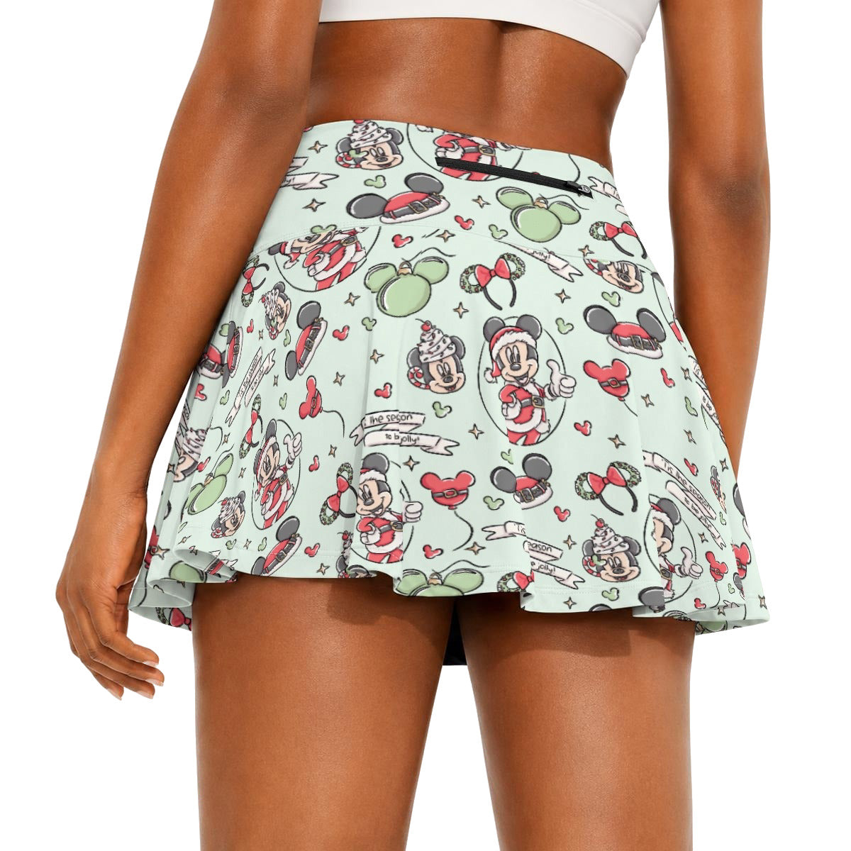 Mouse Pair Jolly Holiday - Women’s Athletic Skater Skort with Pockets