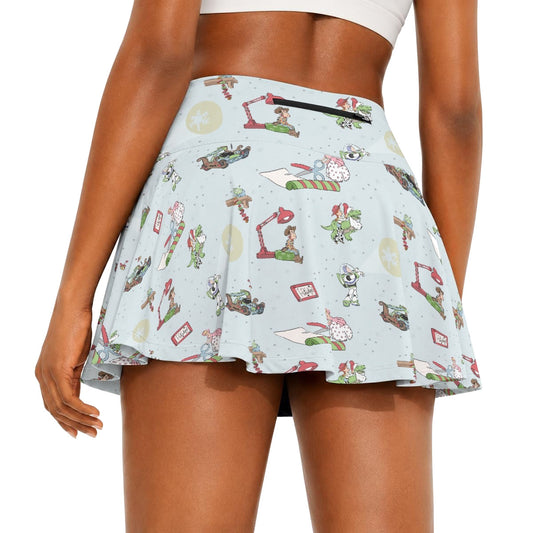 Toybox Tinsel Tangle - Women’s Athletic Skater Skort with Pockets