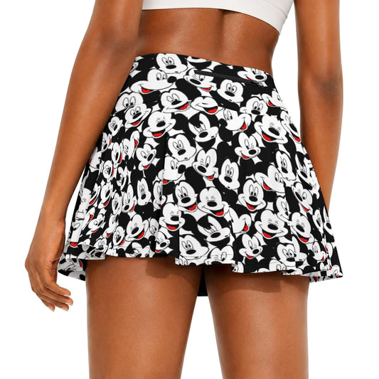Many Faces of Classic Mouse - Women’s Athletic Skater Skort with Pockets