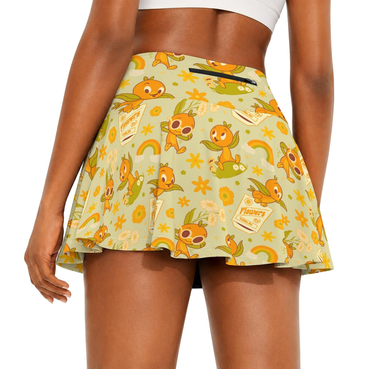 Vintage Citrus Garden - Women’s Athletic Skater Skort with Pockets