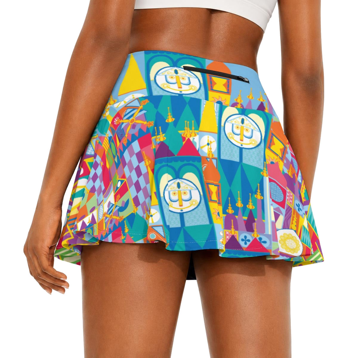 Whimsical World Facade - Women’s Athletic Skater Skort with Pockets