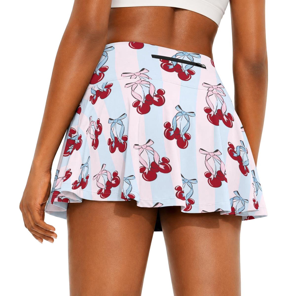 Cherry Ear Bows - Women’s Athletic Skater Skort with Pockets