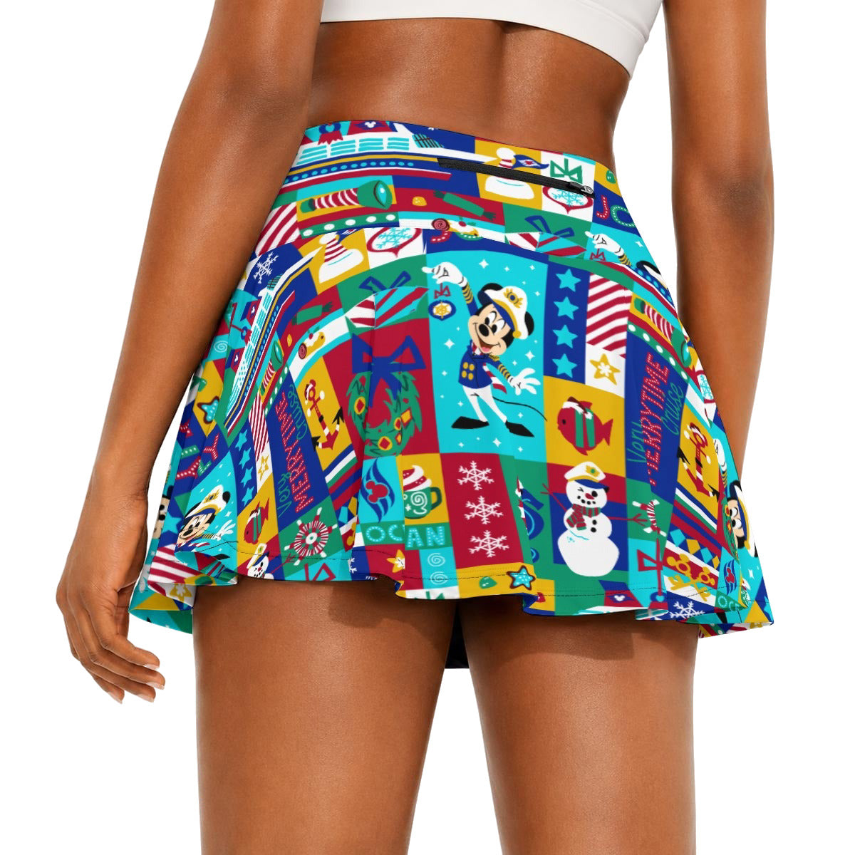 Sailor's Merry-at-Sea Patchwork - Women’s Athletic Skater Skort with Pockets