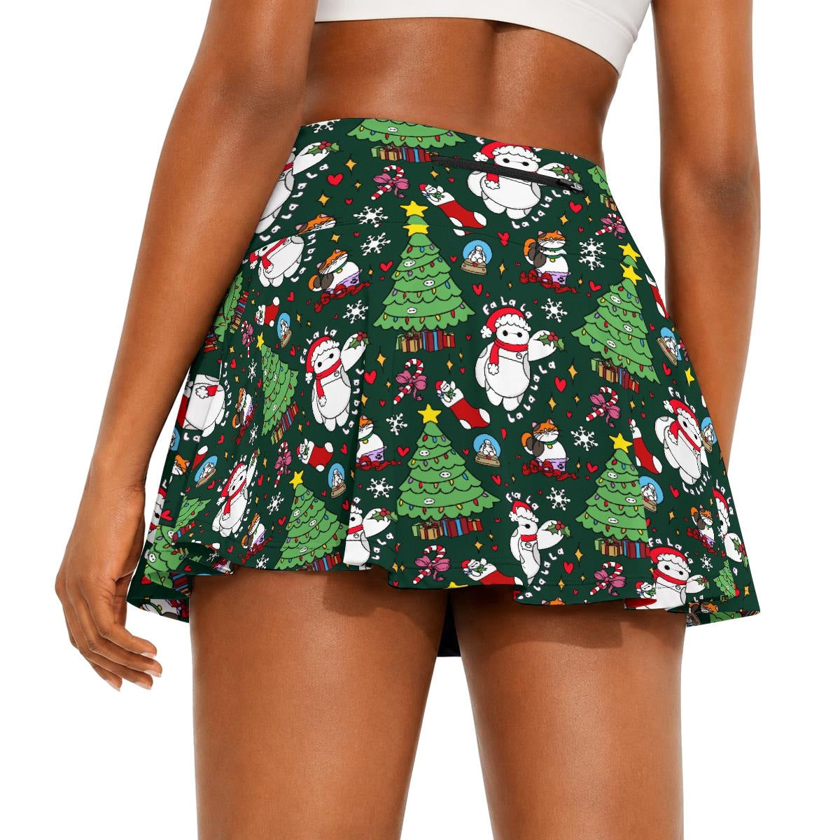 Robot Christmas Cheer - Women’s Athletic Skater Skort with Pockets