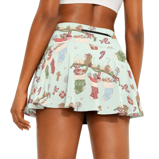 Fairytale Christmas Stocking Stowaways - Women’s Athletic Skater Skort with Pockets