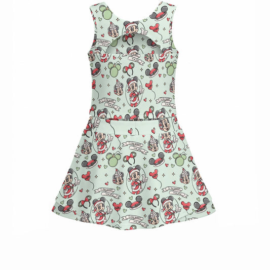 Mouse Pair Jolly Holiday - Women’s Athletic Skort Set with Open-Back Crop Top