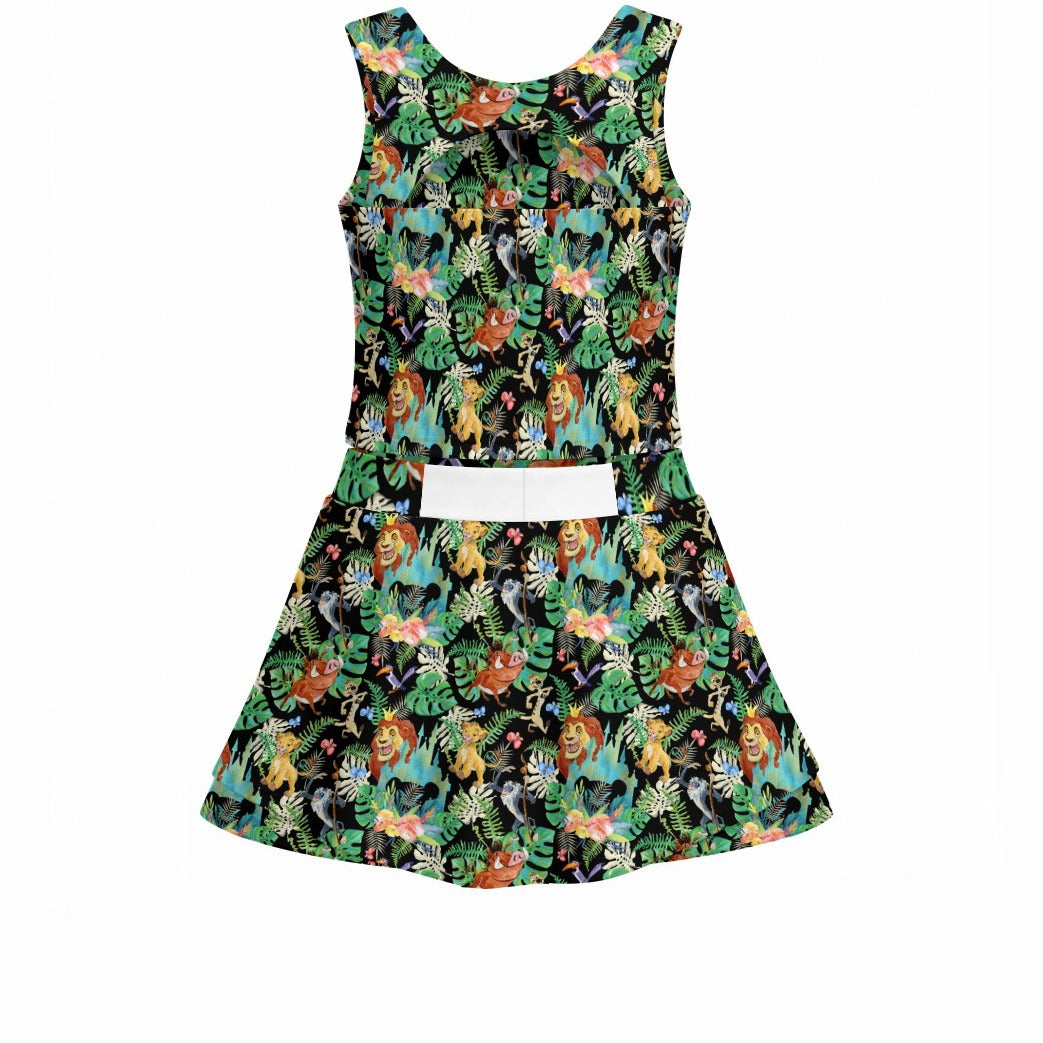 Watercolor Jungle Pride - Women’s Athletic Skort Set with Open-Back Crop Top
