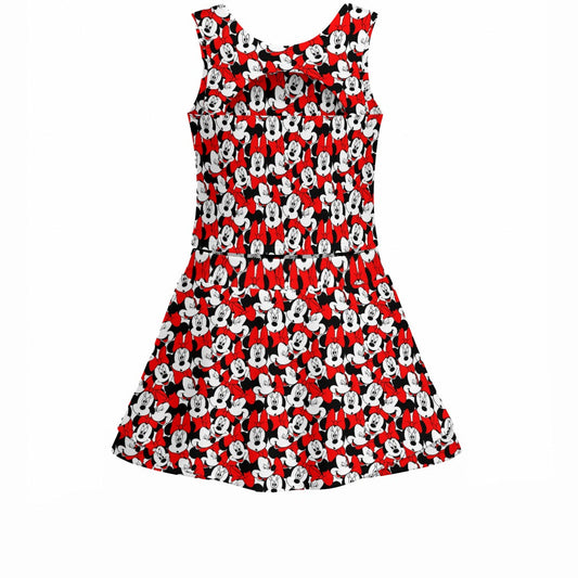 Many Faces of Polka Dot Mouse - Women’s Athletic Skort Set with Open-Back Crop Top