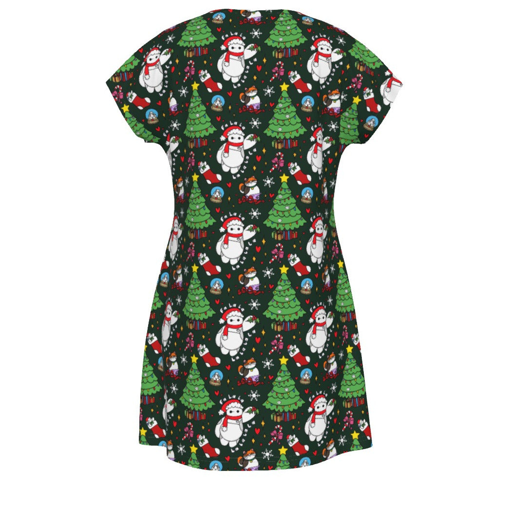 Robot Christmas Cheer - Women's T-Shirt Dress