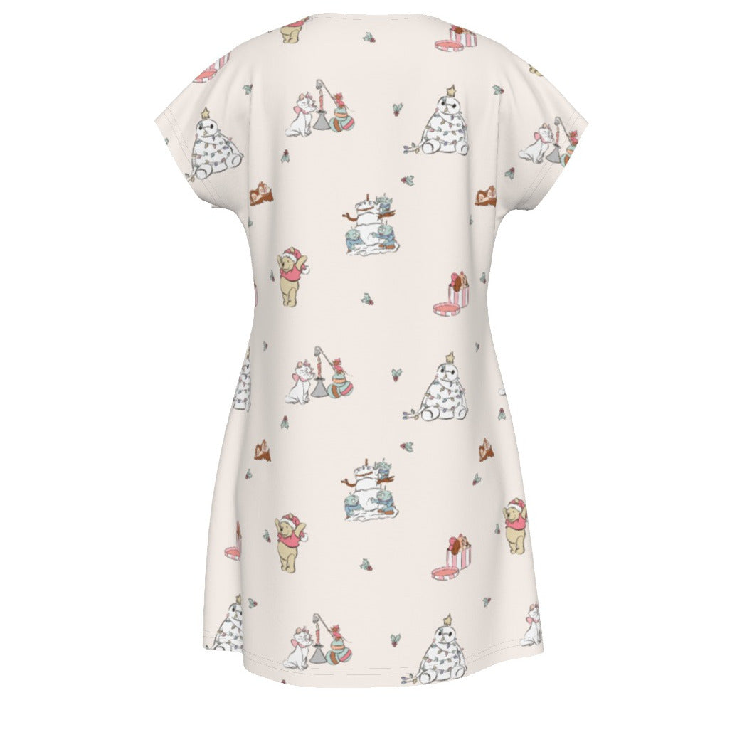 Storybook Christmas Cameo Mix - Women's T-Shirt Dress