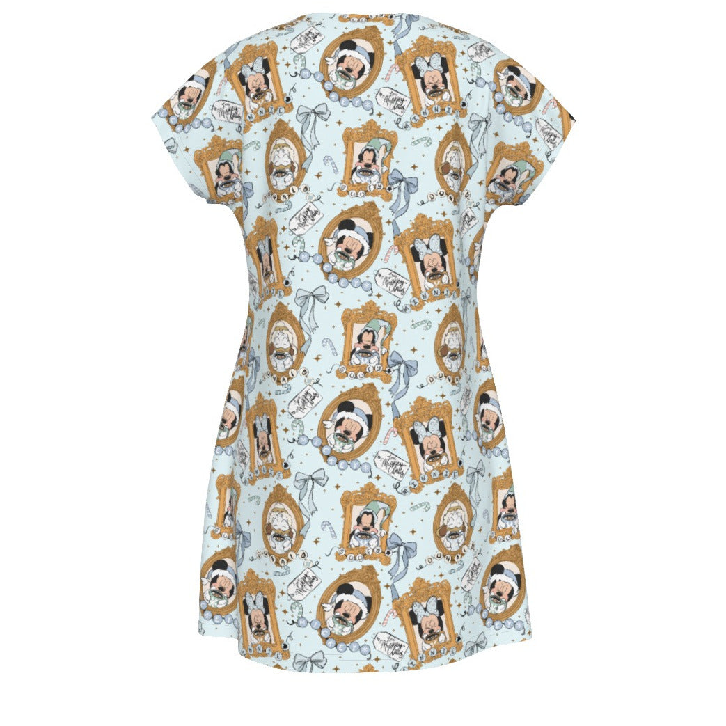 Classic Cartoon Merry Hot Coco - Women's T-Shirt Dress