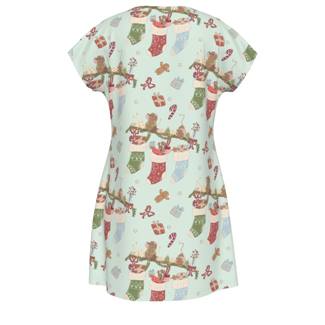 Fairytale Christmas Stocking Stowaways - Women's T-Shirt Dress