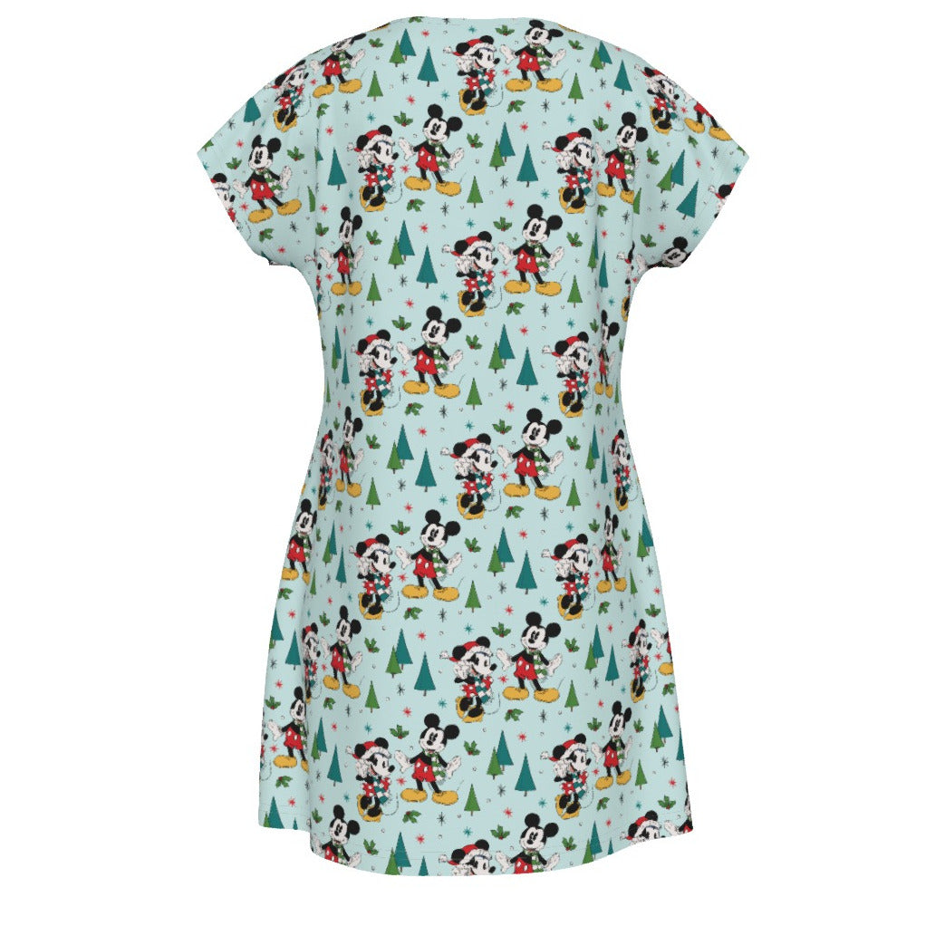 Mouse Friends Evergreen Stroll - Women's T-Shirt Dress