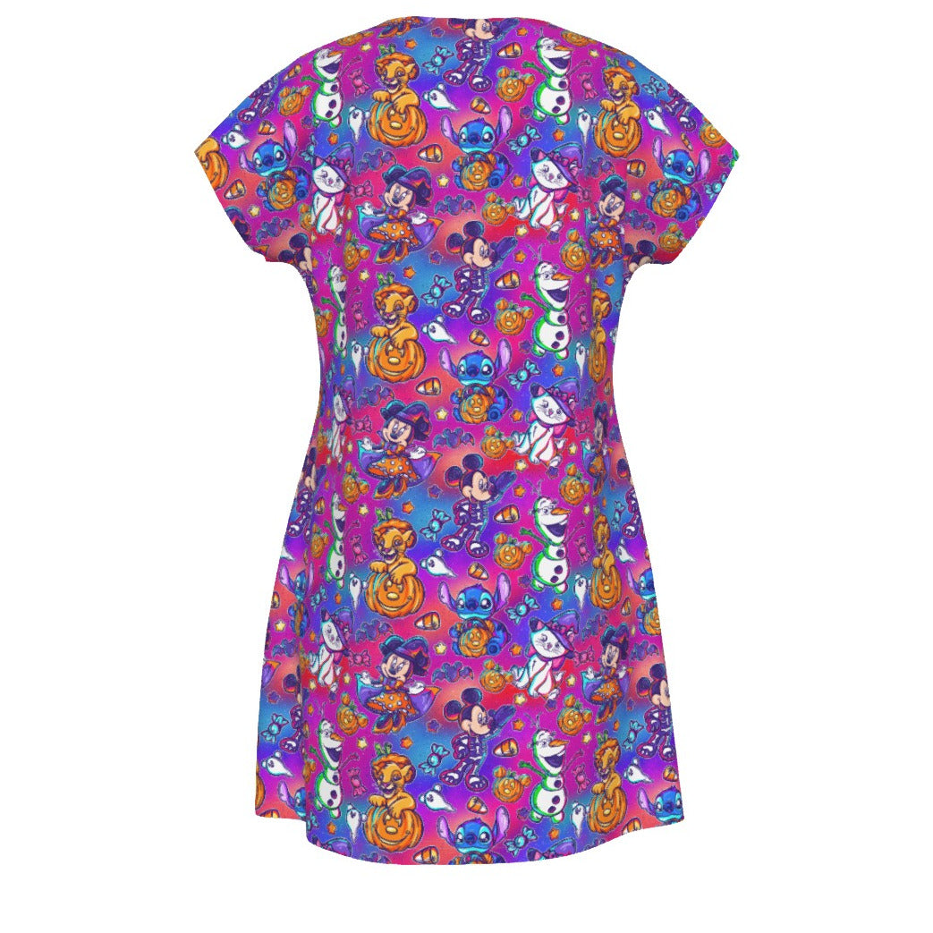 Classic Character Halloween Mashup - Women's T-Shirt Dress