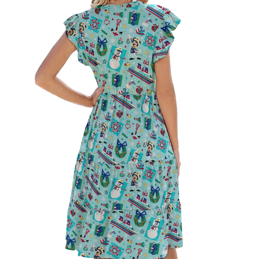Mouse's Merry Cruise - Women's Tiered Pocket Midi Dress
