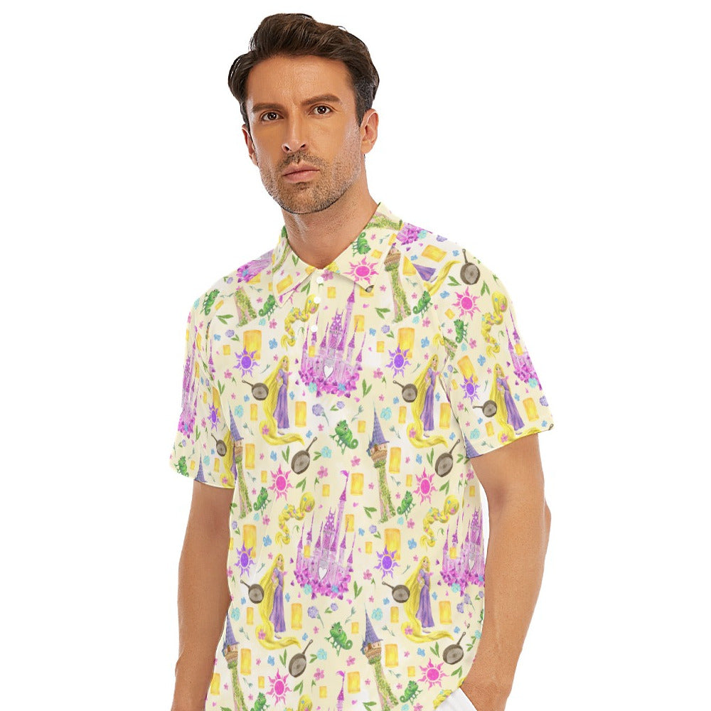 Watercolor Golden Hair Kingdom - Men's Polo Shirt