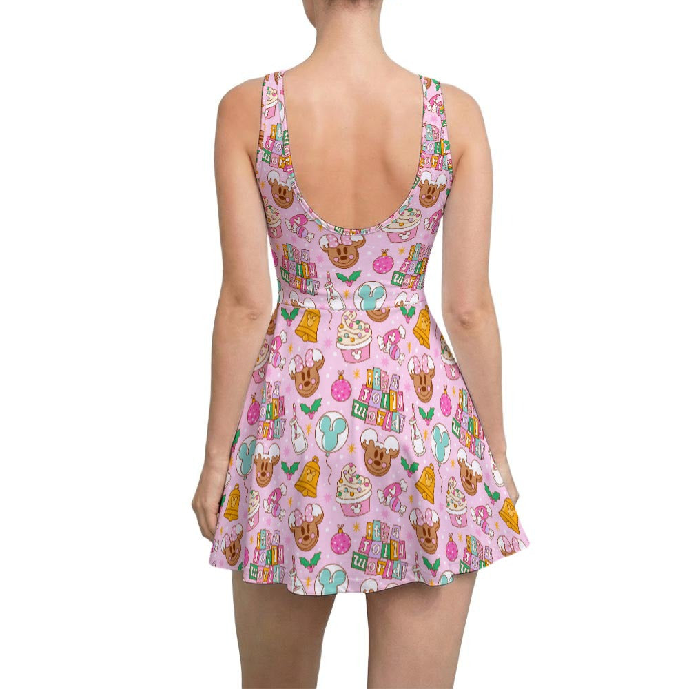 Tiny World Christmas Sugar Rush - Women’s Sleeveless Athletic Skater Dress with Built-In Shorts