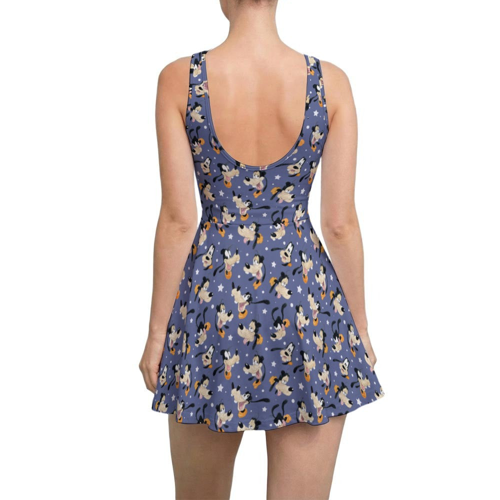 Funny Silly Dog - Women’s Sleeveless Athletic Skater Dress with Built-In Shorts