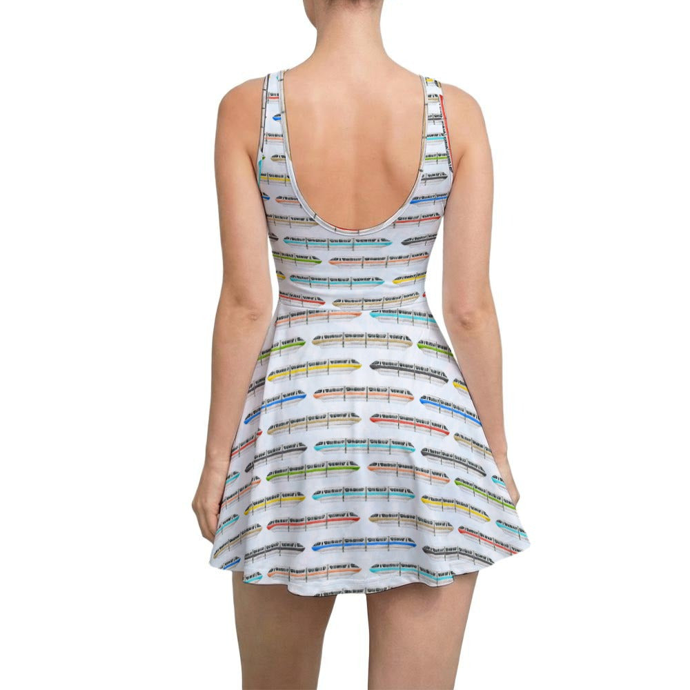 Monorail Rainbow Express - Women’s Sleeveless Athletic Skater Dress with Built-In Shorts