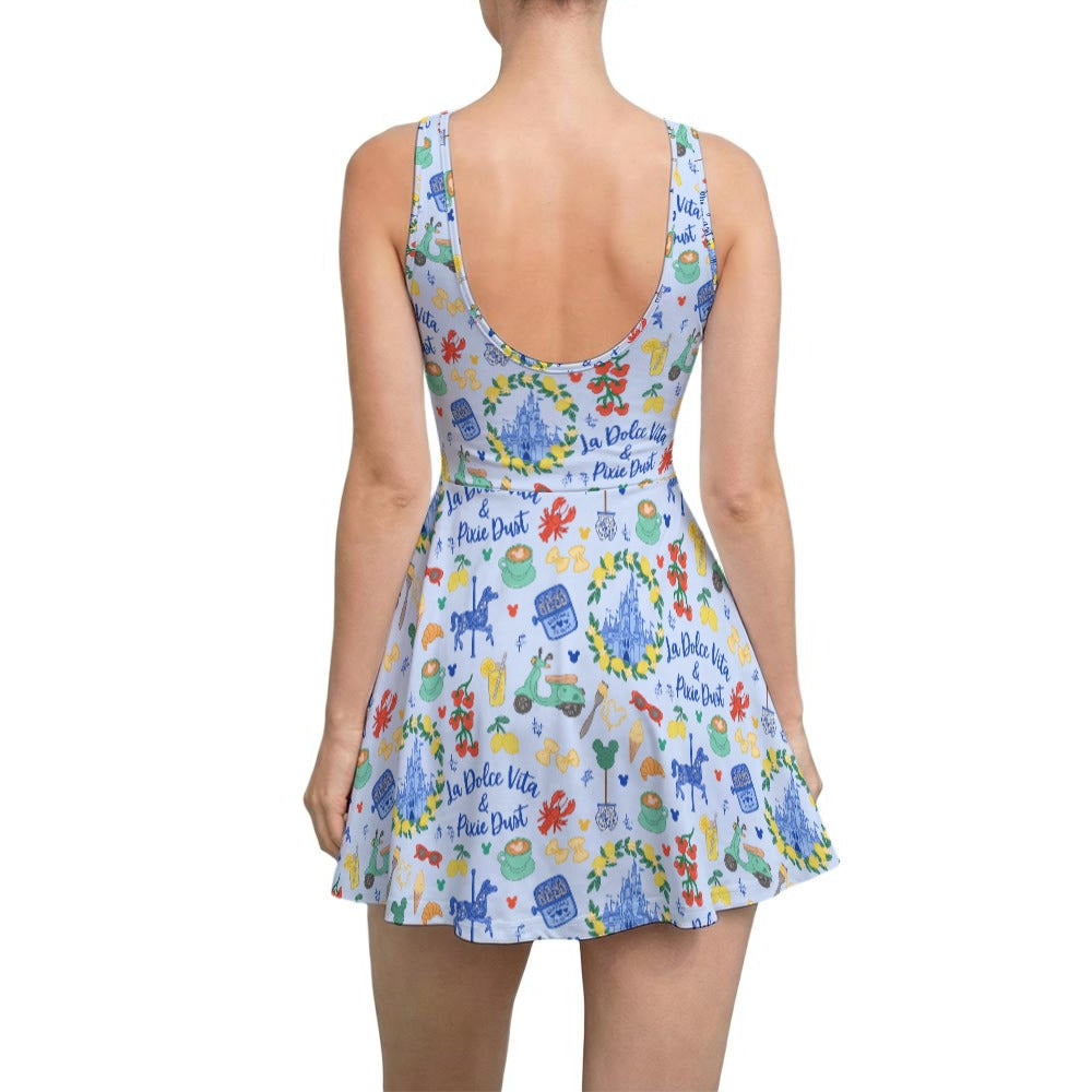 Sweet Life Pixie Dust - Women’s Sleeveless Athletic Skater Dress with Built-In Shorts