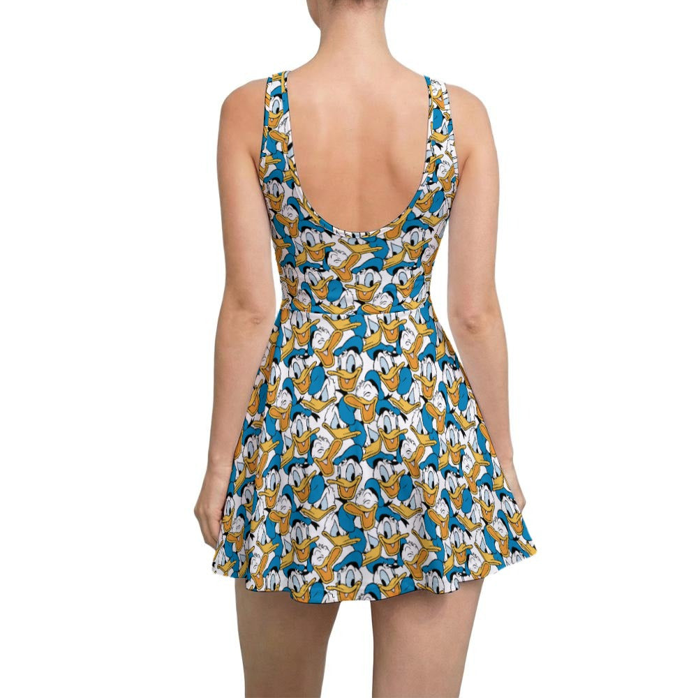 Many Faces of Feisty Duck - Women’s Sleeveless Athletic Skater Dress with Built-In Shorts