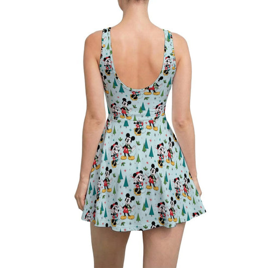 Mouse Friends Evergreen Stroll - Women’s Sleeveless Athletic Skater Dress with Built-In Shorts