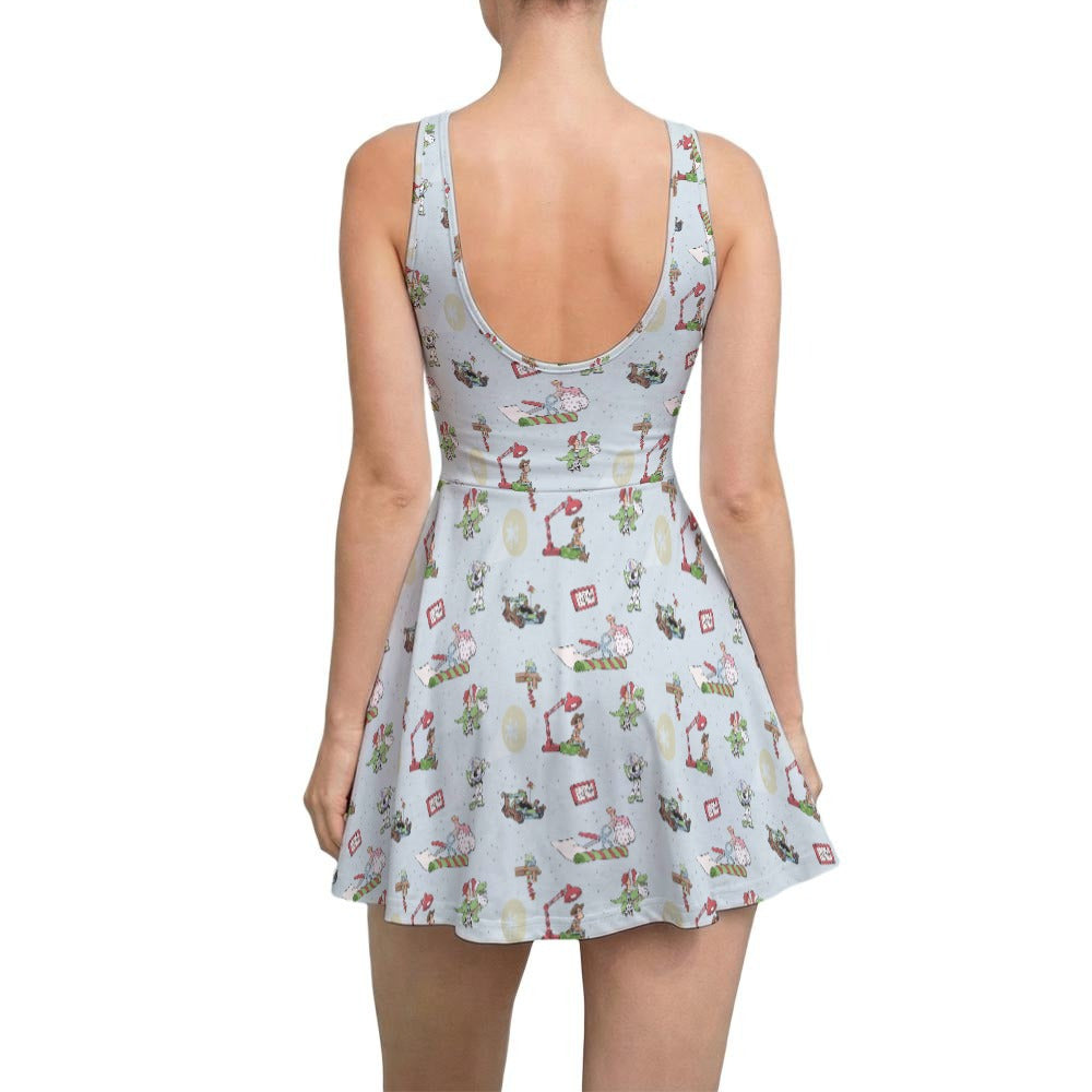 Toybox Tinsel Tangle - Women’s Sleeveless Athletic Skater Dress with Built-In Shorts