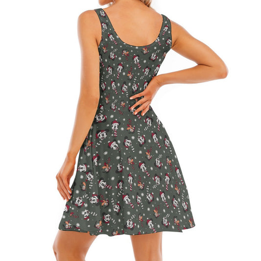 Vintage Holiday Friends - Women's Sleeveless Pocket Skater Dress