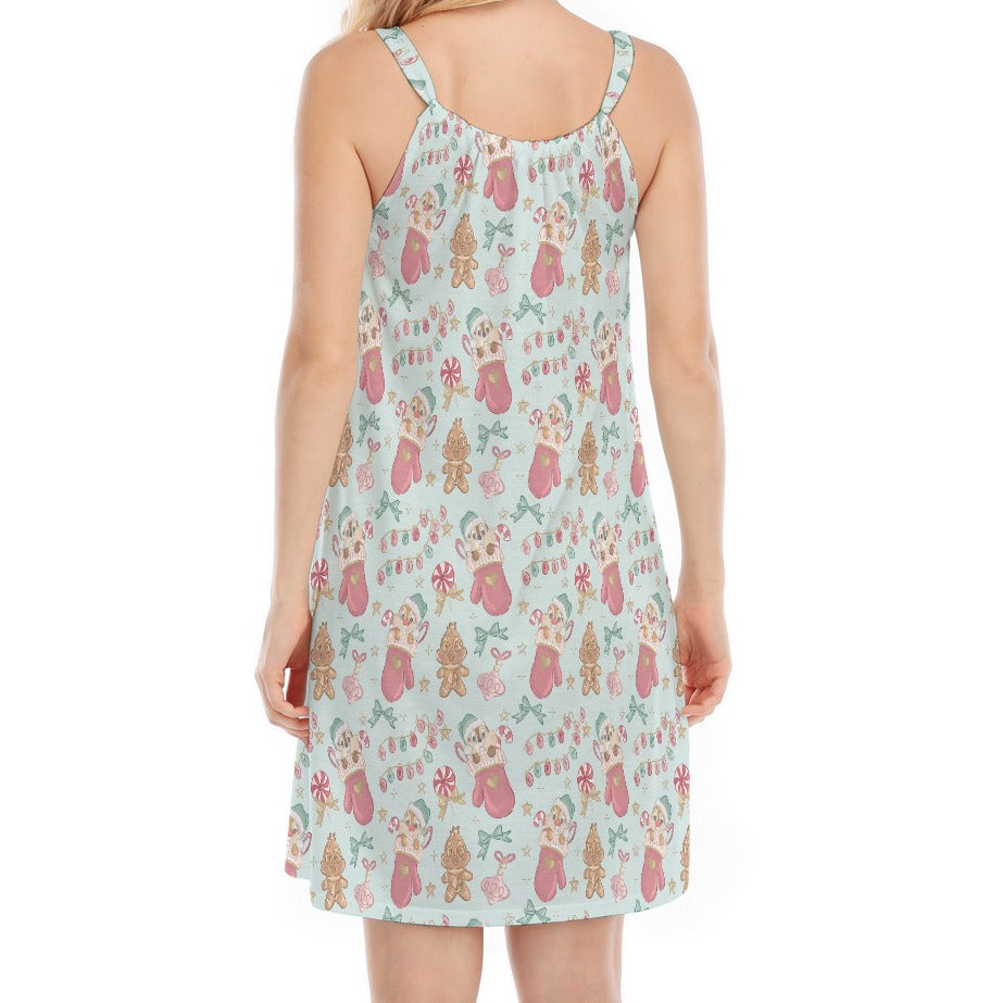 Cheeky Chipmunks Candy Cane Cheer - Women’s Adjustable Sundress
