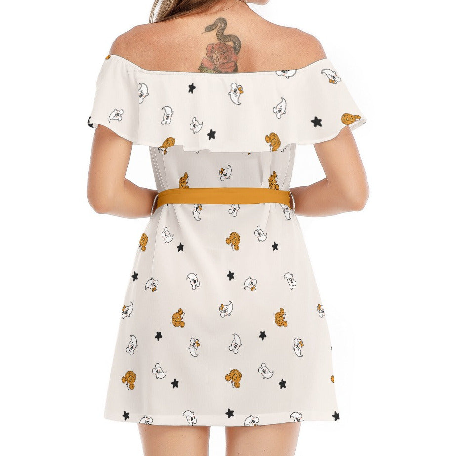 Tiny Boo Crew - Women's Off-shoulder Ruffle Dress