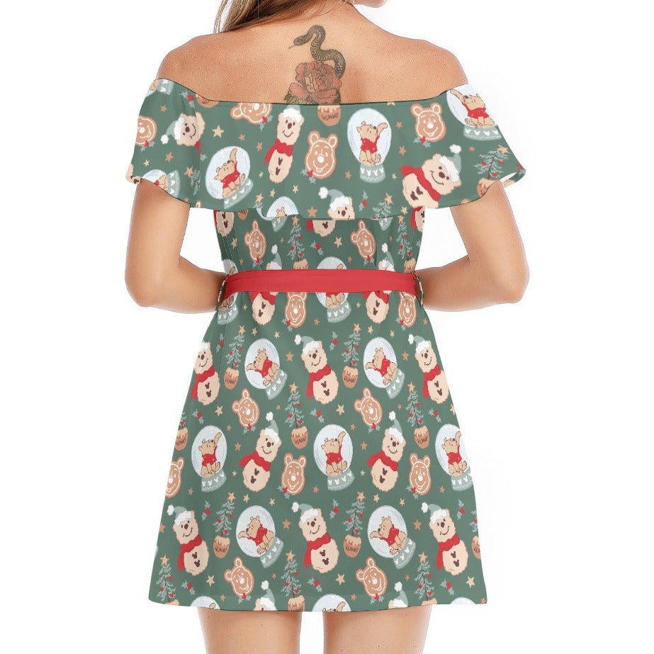 Bear's Honey Snowglobes - Women's Off-shoulder Ruffle Dress