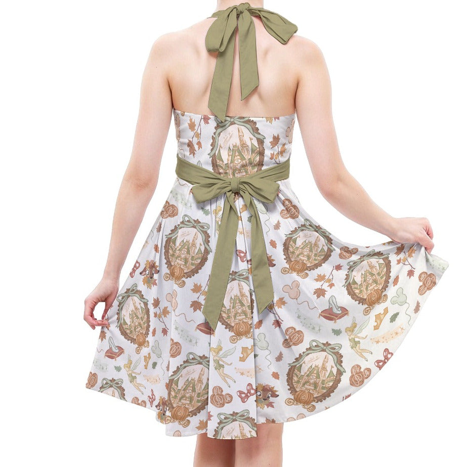 Fairy Fall Cameos - Women's Halter Vintage Pocket Dress